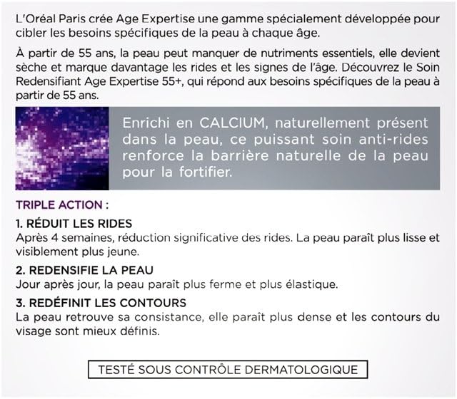 L'Oréal Paris - Crème de Jour Anti-Âge Fortifiante - À partir de 55 ans - Age Expertise - 50 ml – Image 3