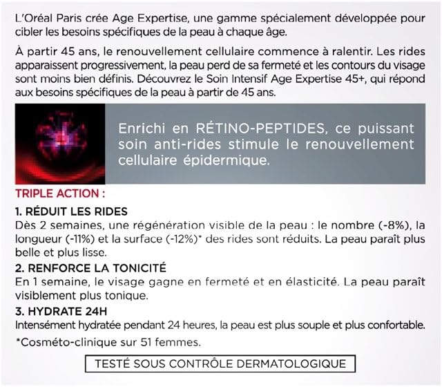 L'Oréal Paris - Crème de Jour Anti-Âge Hydratante - Soin Anti-Rides Intensif -À partir de 45 ans - Age Expertise - 50 mL – Image 4
