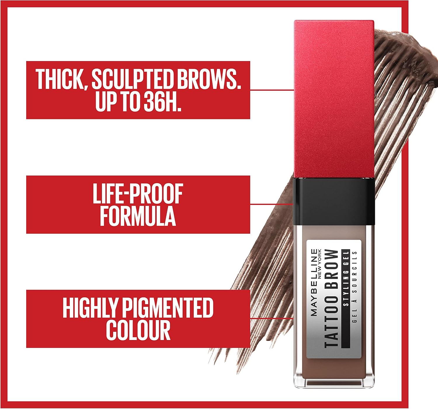 MAY TATTOO BROW GEL 3D MEDIUM BROWN – Image 2